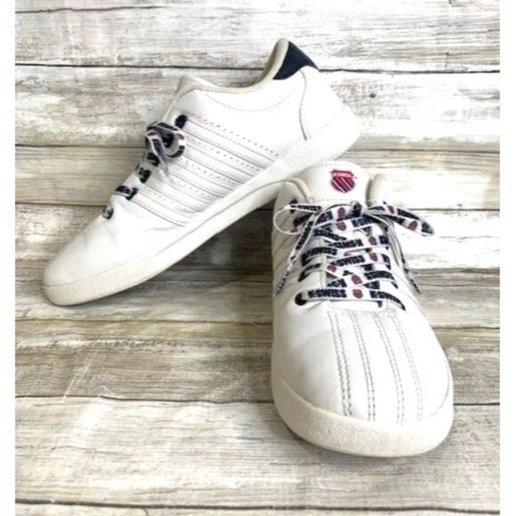 K-Swiss Varsity Unisex Sneakers Size 7 White & Black Leather 83643 - Picture 1 of 8